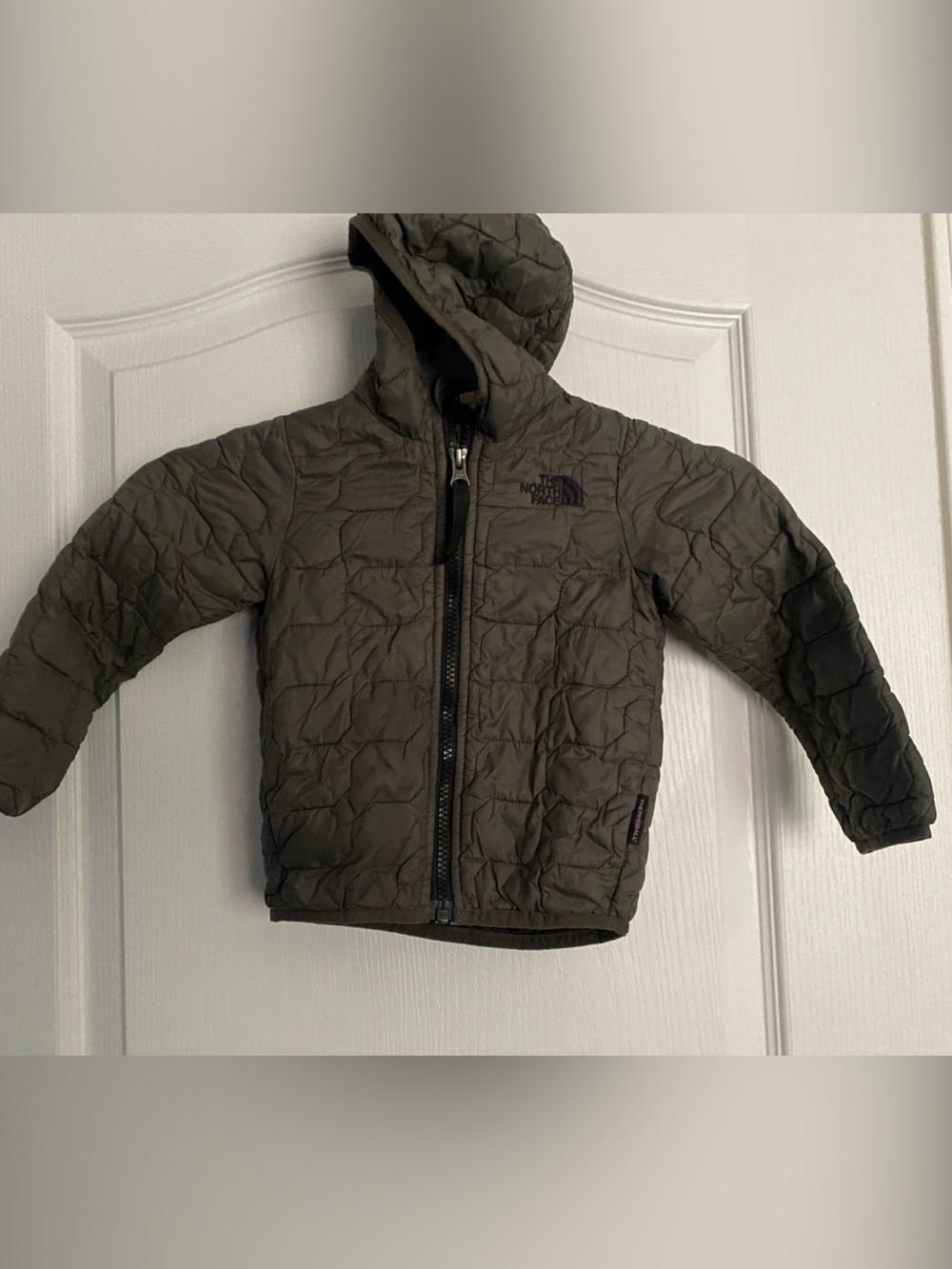 The North Face Kids Olive Green Quilted Hooded Puffer Jacket